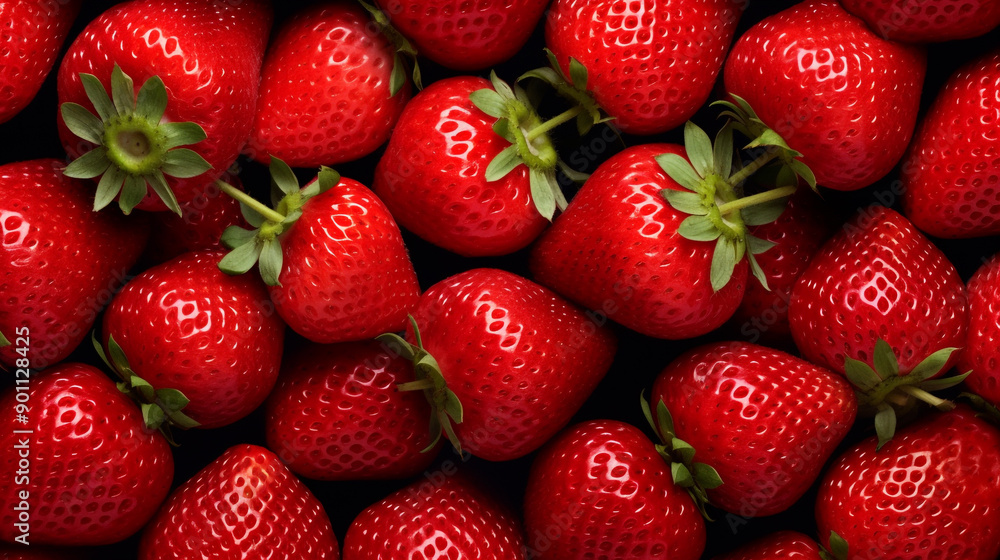 A group of bright red strawberries, arranged in a pattern. A group of bright red strawberries, arranged in a pattern.