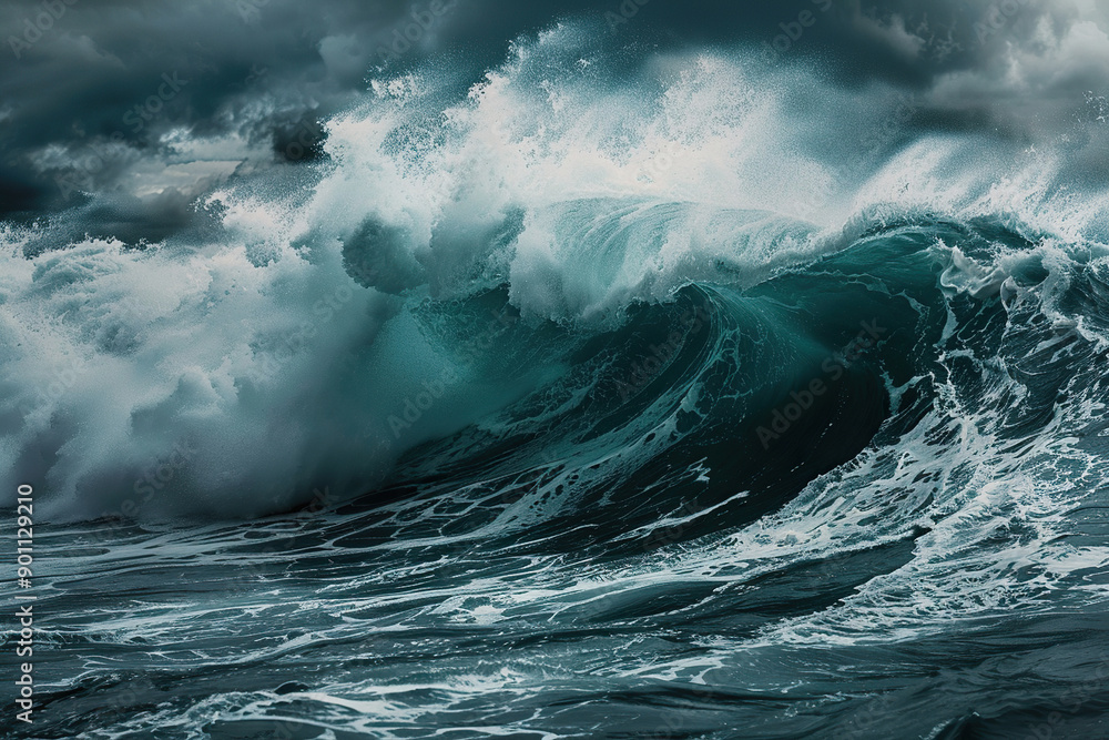 Generative ai on theme of a scary tsunami with huge foamy wave, apocalyptic dramatic background Generative ai on theme of a scary tsunami with huge foamy wave, apocalyptic dramatic background