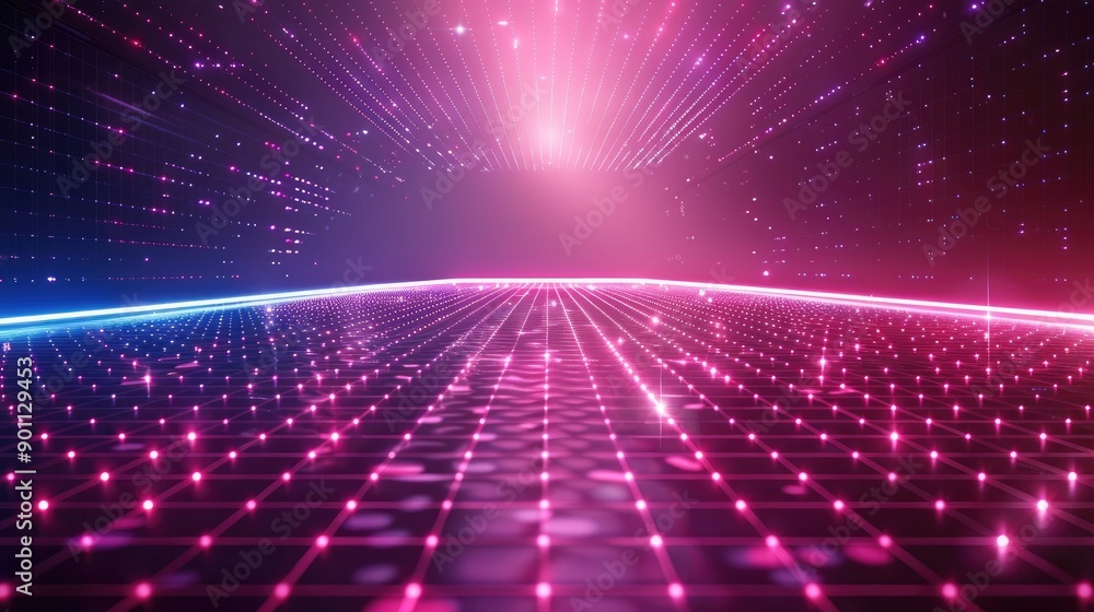 Futuristic glowing grid with neon lights Futuristic glowing grid with neon lights