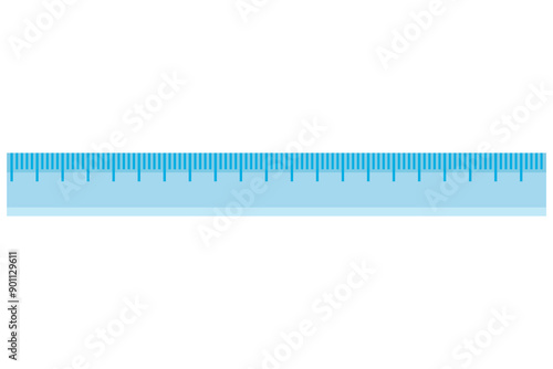 Blue plastic ruler isolated on white background.