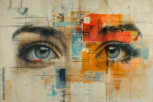  Mural of a woman's face painted on a wall.