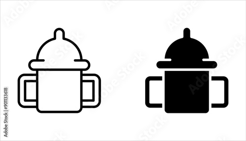 Baby bottle icon set. baby pacifier for mobile concept and web design on white background. color editable