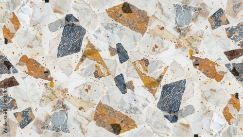 white terrazzo flooring texture background. Natural White marble texture for skin tile wallpaper luxurious background, terrazzo floor tile on cement surface