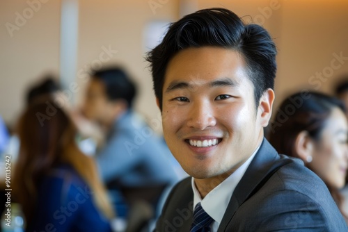 Portrait of an Asian philanthropist at a youth mentorship program, Generative AI © Shooting Star Std