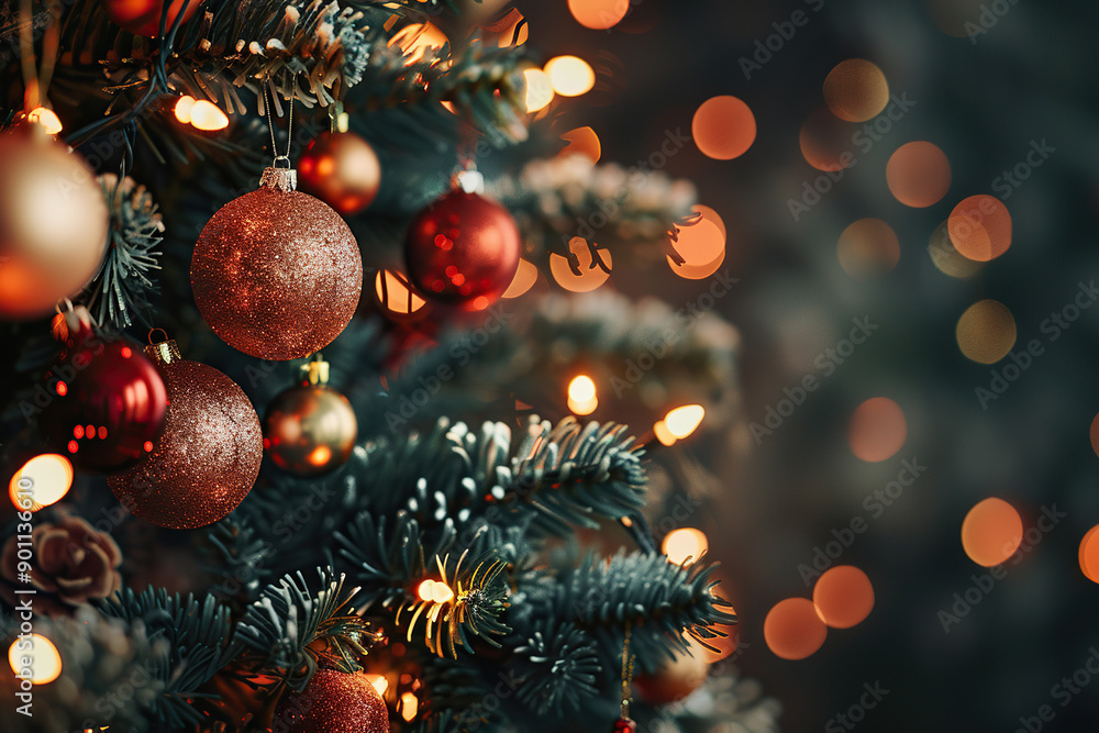 Christmas greeting card with bright winter holiday composition and New Year background Christmas greeting card with bright winter holiday composition and New Year background
