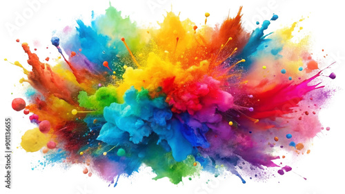 Hand Painted Watercolor Splash on Transparent Background