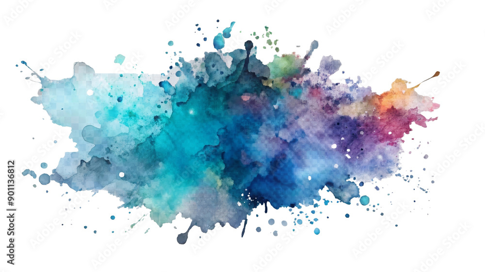 Hand Painted Watercolor Splash on Transparent Background Hand Painted Watercolor Splash on Transparent Background