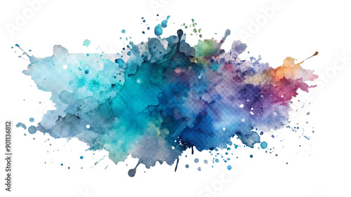 Hand Painted Watercolor Splash on Transparent Background