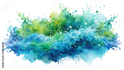 Hand Painted Watercolor Splash on Transparent Background
