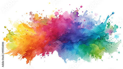Hand Painted Watercolor Splash on Transparent Background