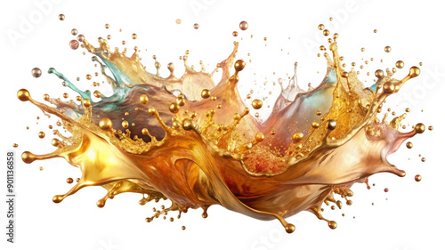 Hand Painted Watercolor Splash on Transparent Background