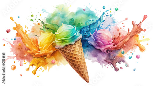 Hand Painted Watercolor Splash on Transparent Background