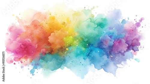 Hand Painted Watercolor Splash on Transparent Background