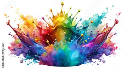 Hand Painted Watercolor Splash on Transparent Background