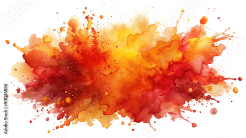 Hand Painted Watercolor Splash on Transparent Background