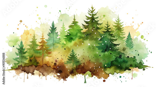 Hand Painted Watercolor Splash on Transparent Background