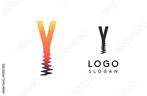 Letter Y logo template, sunset reflection on water or sunset path logotype design for creative agencies, environment groups, design studios, tech companies, startups. Vector illustration