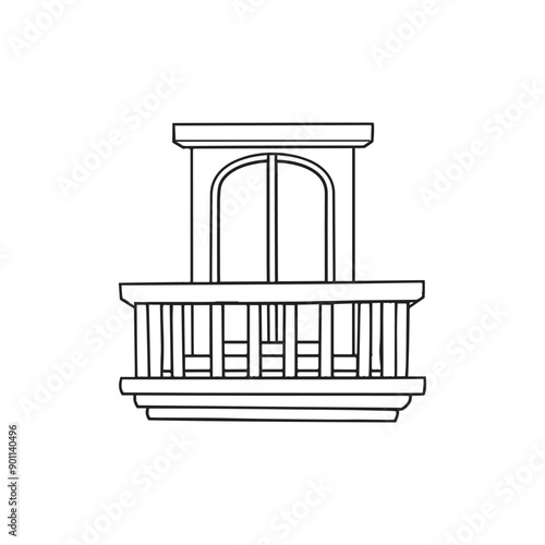 simple doodle Window and wooden balcony