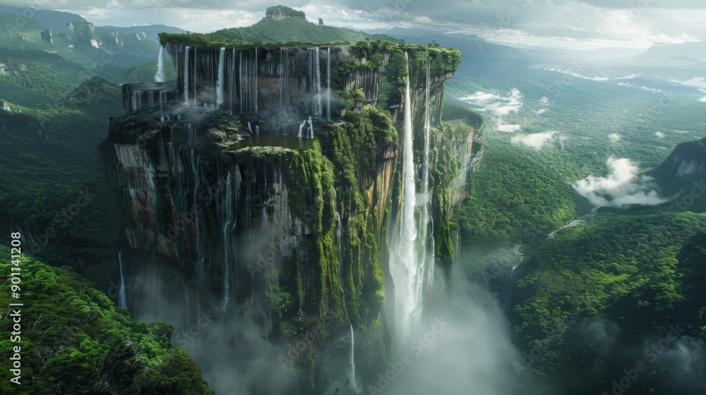 Angel Falls (Venezuela): The world highest uninterrupted waterfall, located in Canaima National Park, offers a dramatic drop from a tabletop mountain, surrounded by lush rainforest Angel Falls (Venezuela): The world highest uninterrupted waterfall, located in Canaima National Park, offers a dramatic drop from a tabletop mountain, surrounded by lush rainforest