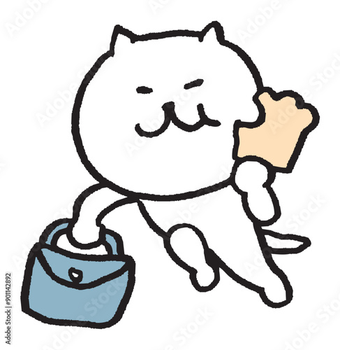 目が細いかわいい白猫のキャラの日常