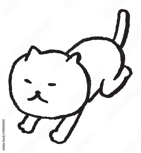 目が細いかわいい白猫のキャラの日常