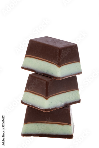 Chocolate candies with mint