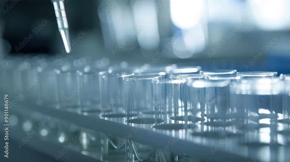 Close-up of a laboratory pipette transferring liquid into test tubes, capturing precision in scientific research and experimentation. Close-up of a laboratory pipette transferring liquid into test tubes, capturing precision in scientific research and experimentation.