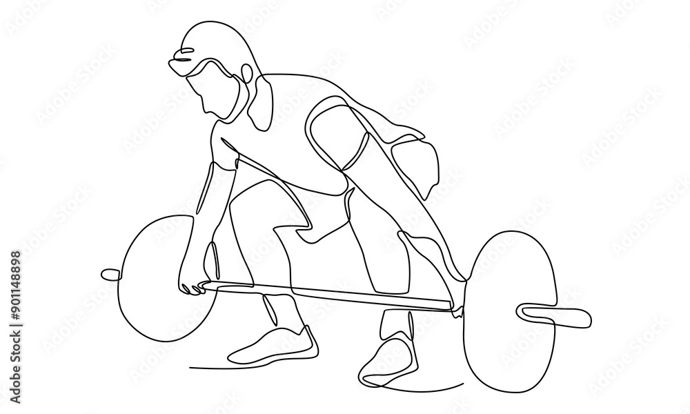 continuous line art of strong weightlifter man vector illustration continuous line art of strong weightlifter man vector illustration