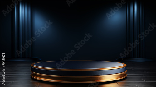 Luxury Product Showcase with Dark Blue and Golden Color.