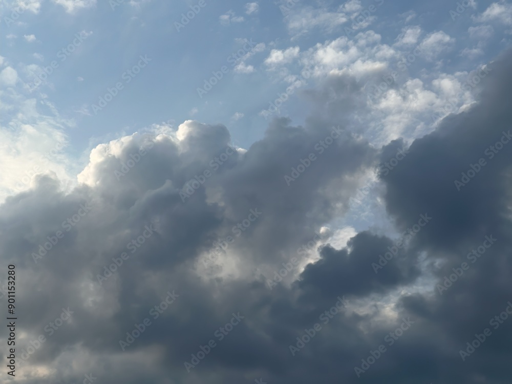 Clear sky with fluffy white clouds Clear sky with fluffy white clouds