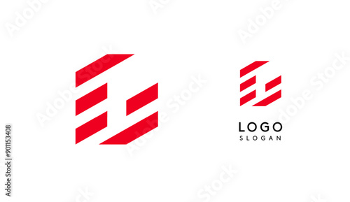 Abstract red geometric letter G with parallel lines. Stripes modern logotype concept, futuristic design for an innovative company, minimalist sporty and technological power style. Vector illustration