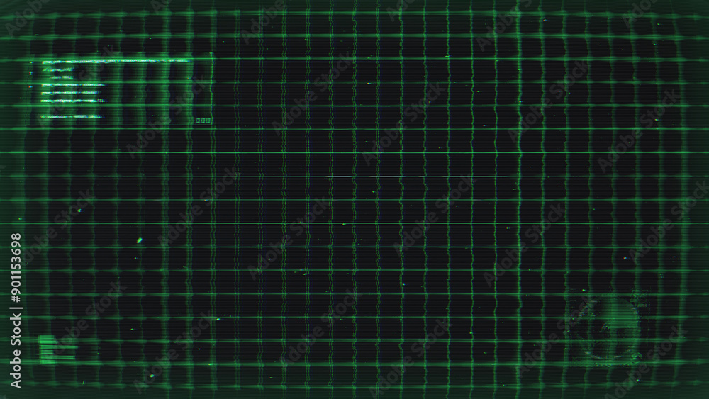 A green digital Sci-Fi style data screen featuring a grid with graphical data. A green digital Sci-Fi style data screen featuring a grid with graphical data.