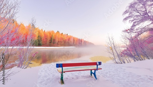 Wallpaper Mural bench in the snow Torontodigital.ca