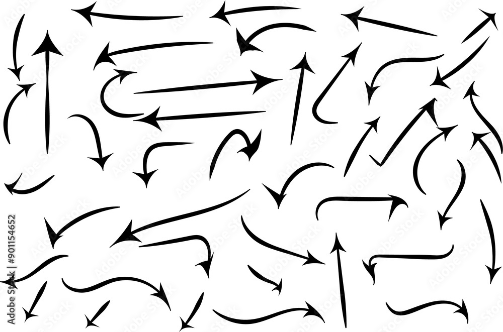 Fototapeta premium arrow doodles sketch scribble hand drawn handmade pencil pen marker set vector graphic design illustration decorative art for business infographic journal pointing line outline shape