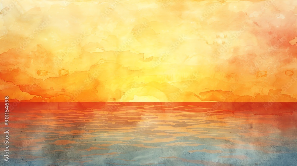 A watercolor painting of a sunset over the ocean. A watercolor painting of a sunset over the ocean.