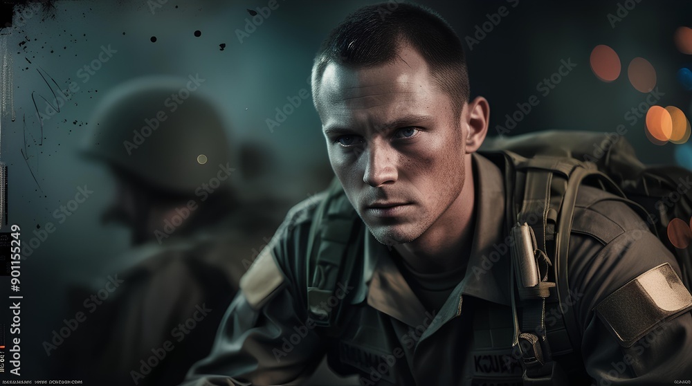 Portrait of a Soldier on the Battlefield of the War Portrait of a Soldier on the Battlefield of the War