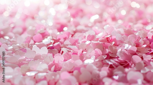 Delicate pink confetti rests on a clean white background, perfect for festive occasions and creative decor