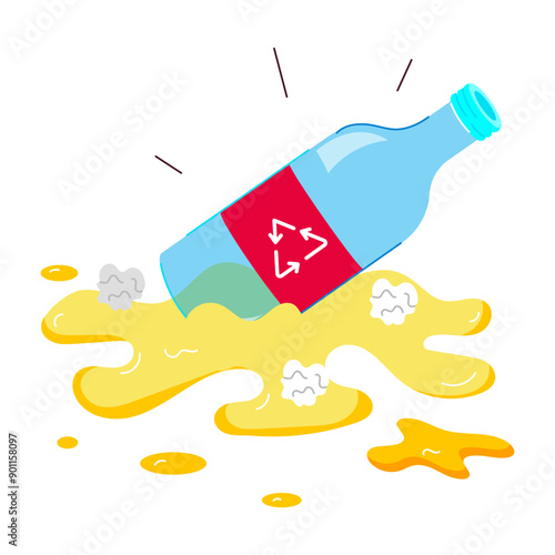 A flat style sticker of litter bottle 

