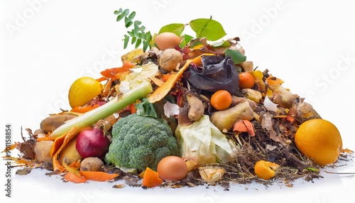 Organic waste isolated on white background, cutout