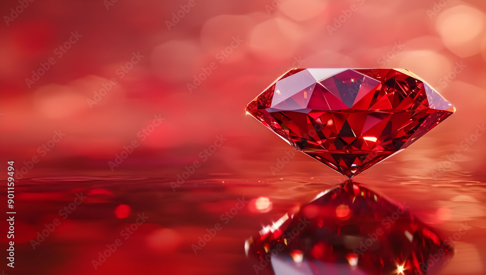 Stunning close-up of a shiny red gemstone against a blurred red background, symbolizing luxury, elegance, and beauty. Stunning close-up of a shiny red gemstone against a blurred red background, symbolizing luxury, elegance, and beauty.