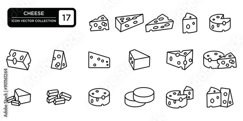 Cheese icons collection, editable and resizable vector icon templates.