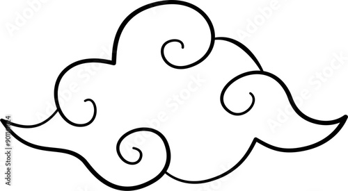 chinese cloud Vector hand drawn doodle outline