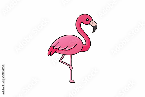 Elegant flamingo vector illustration featuring vibrant colors and intricate details, perfect for nature-themed projects, t-shirts, and home decor. photo