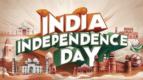 Indian Independence Day, with vibrant saffron and green themed on | India Independence Day Poster, August 15th, Independence Day Indian, Illustration Art. india independence day,  Banner, Poster, 

