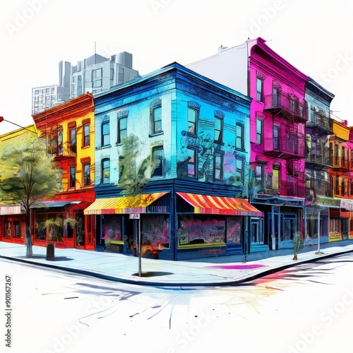 belleville neighborhood holography illustration a dynamic portra photo