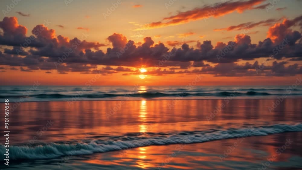 Ocean Sunset with Waves