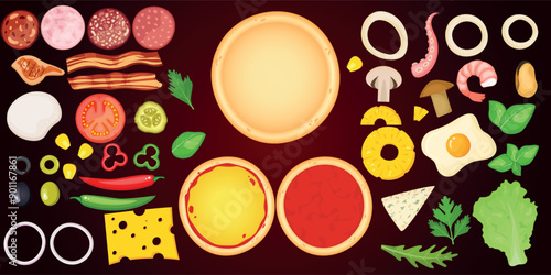 Pizza vector image. Fast food concept. Food for cafe and restaurant. Element for your website design, banners and advertising. Dough, cheese, sauce