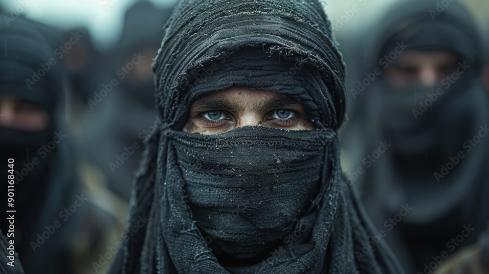 Masked Figures with Intense Eyes for International Day Against Extremism Masked Figures with Intense Eyes for International Day Against Extremism