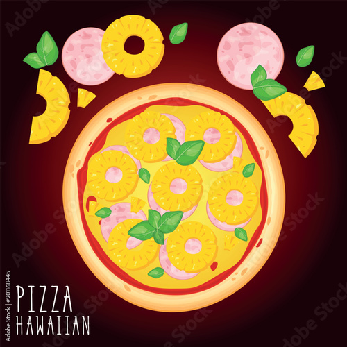 Pizza vector image. Fast food concept. Food for cafe and restaurant. Element for your website design, banners and advertising. Dough, cheese, sauce