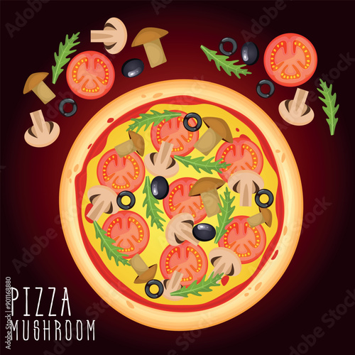 Pizza vector image. Fast food concept. Food for cafe and restaurant. Element for your website design, banners and advertising. Dough, cheese, sauce